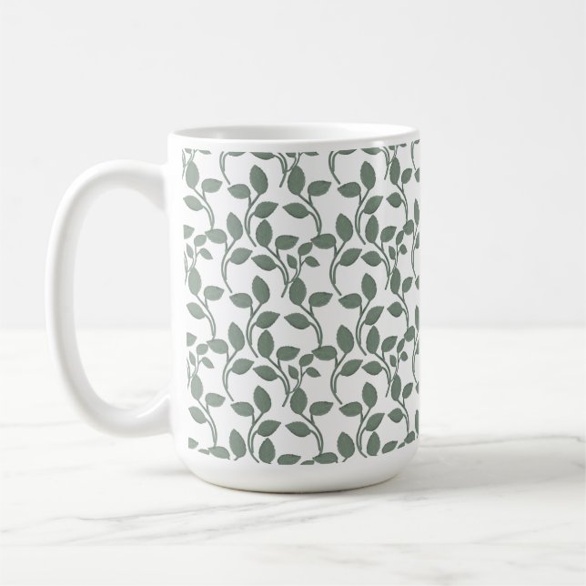 Mug Minimal Leaf Seamless Pattern | Elegant Botanical  (Gauche)