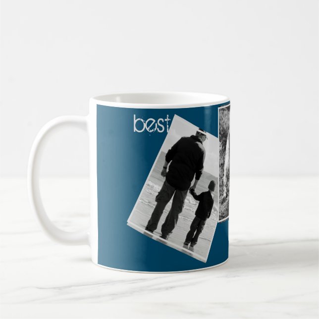 Mug Minimal Meilleur Papa Jamais noir & blanc Collage  (Gauche)