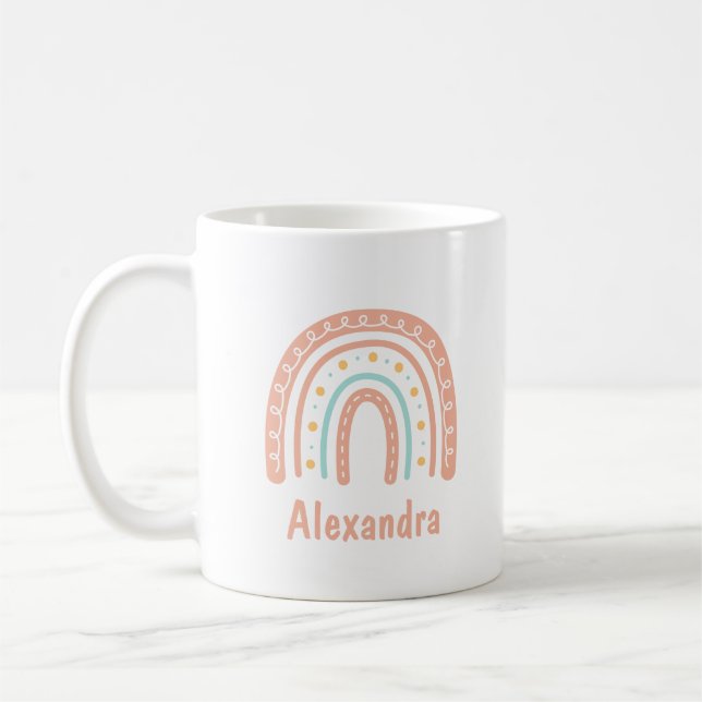 Mug Minimal Pastel Boho Rainbow Personnalisé (Gauche)