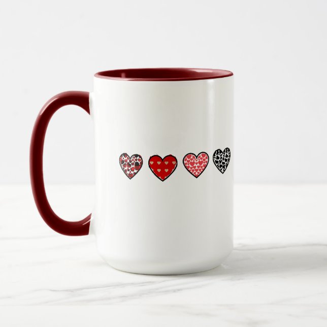 Mug minimal valentine hearts / “cute love pattern” (Gauche)