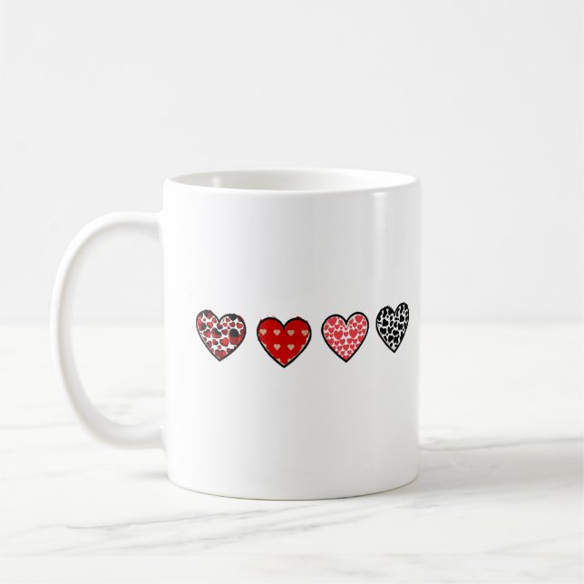 Mug minimal valentine hearts / “cute love pattern” (Gauche)