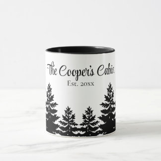 Mug Minimalist gray black pine tree silhouette    