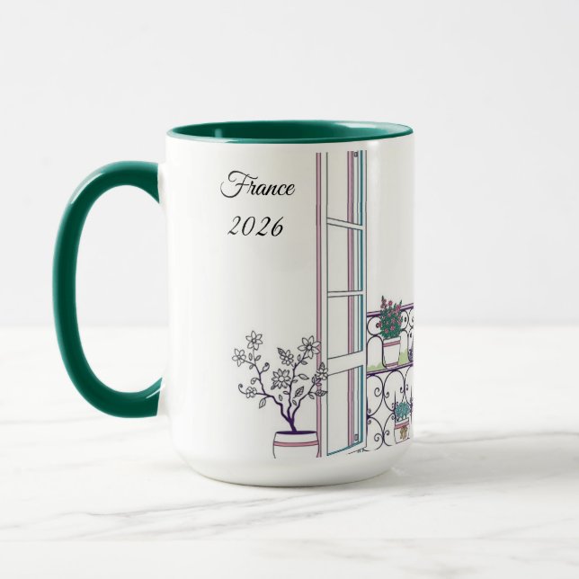 Mug Minimalist Paris Window View Personalized Coffee (Gauche)