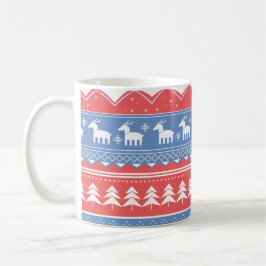 Mug Minimalist Red & Blue Christmas - Unique Pattern