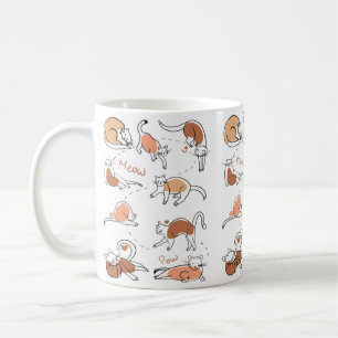 Mug Minimaliste Cute Jouer Orange Blanc Chat Motif