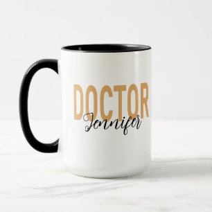 Mug Minimaliste et élégant docteur en or avec nom pers