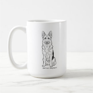 Mug Minimaliste Ligne d'art de Chien de Berger Alleman