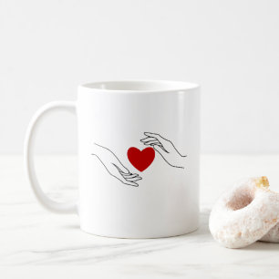Mug Minimaliste Mains Offrant l'Amour de l'Art du Cœur