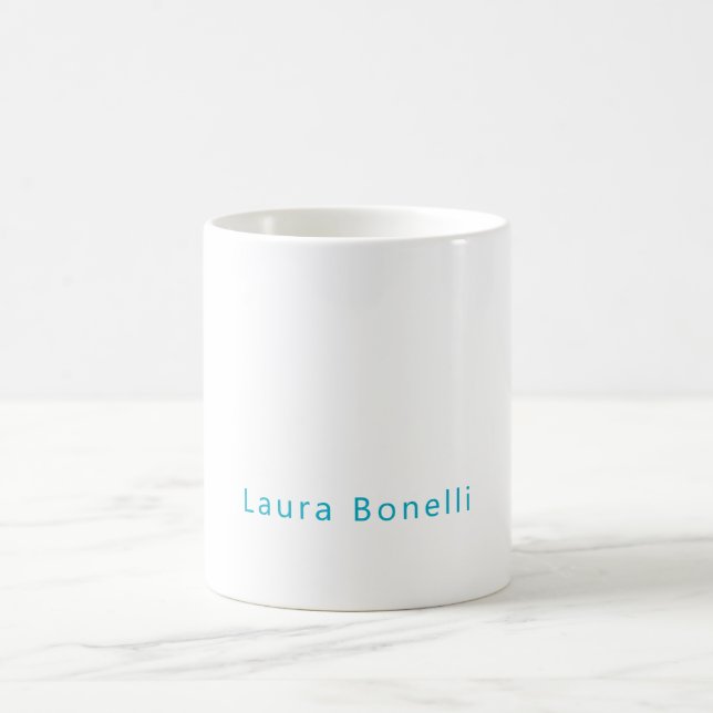 Mug Minimaliste Moderne Professionnel Nom Bleu Azur (Centre)