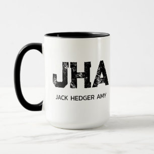 MUG MINIMALISTE NOIR MONOGRAMME À TROIS LETTRES NOM BL