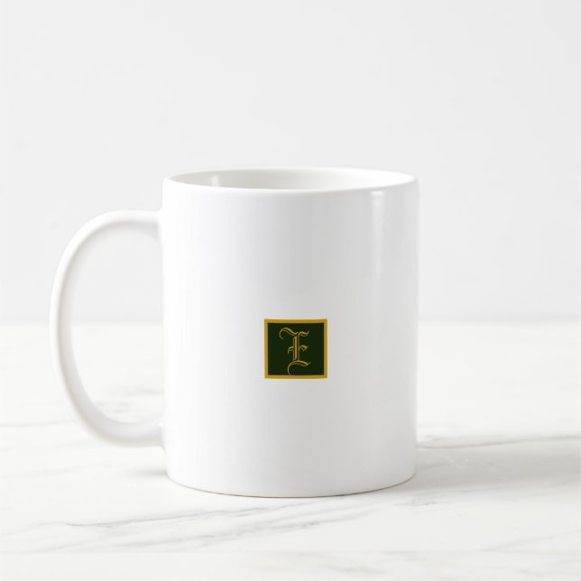 Mug minimaliste or classique et monogramme vert (Gauche)