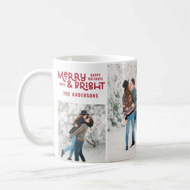 Mug Minimum moderne 5 photo Noël élégant script Co (Gauche)