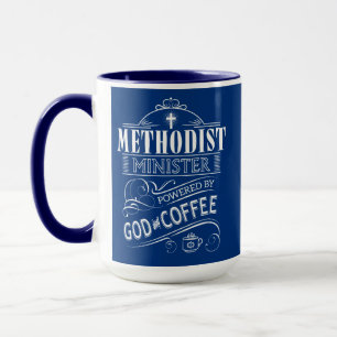 Mug Ministre méthodiste, actionné par Dieu et le caf