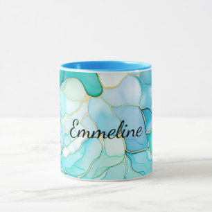 Mug Mint Aqua Pearl Marbre or