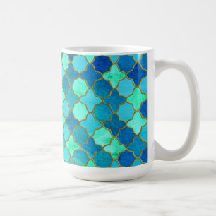 Mug Mint Aqua Turquoise Gold Oriental Marocain Carrela