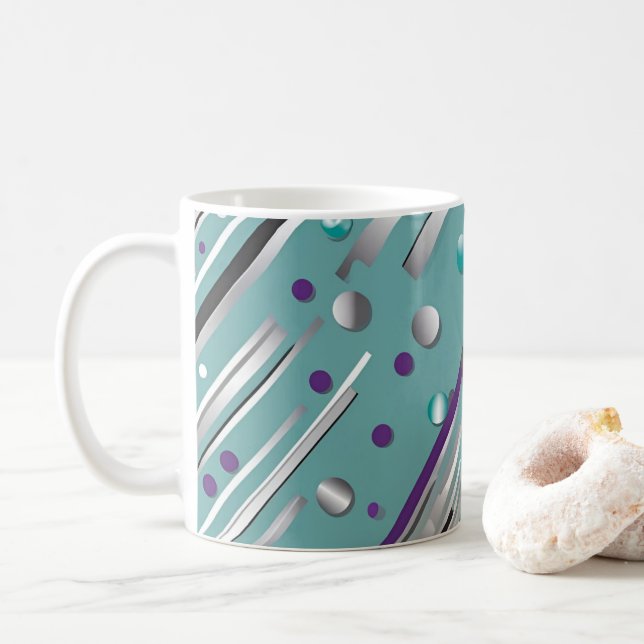 Mug Mint green and Purple polka dot stripe  (Avec donut)