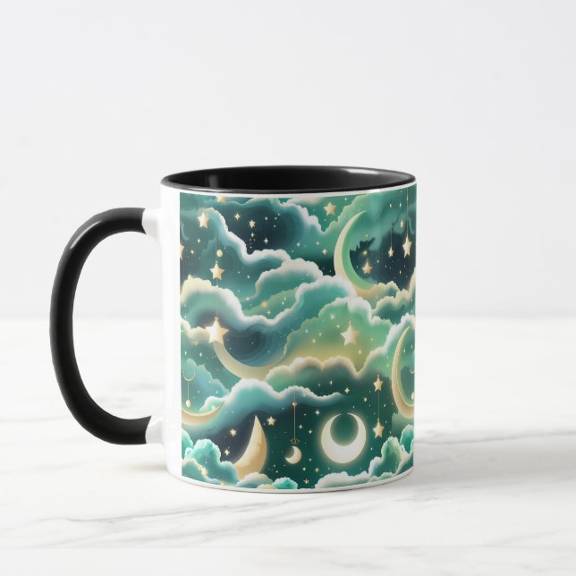 Mug - Mint Green Celestial Moon Tasse (Links)