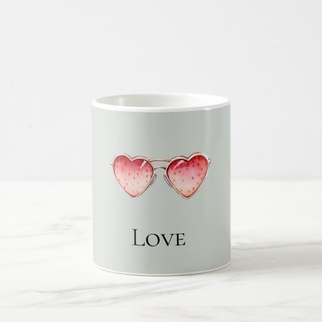 Mug Mint Red Strawberry Heart Glasses (Centre)