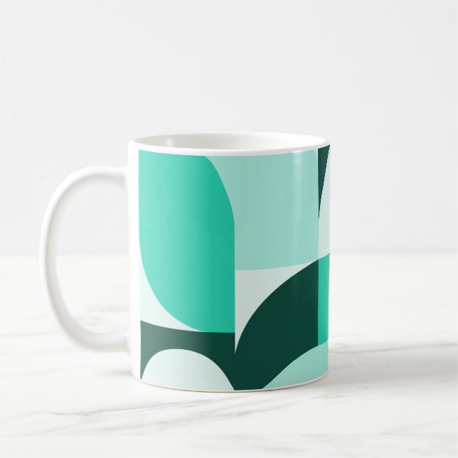 Mug Mint Teal Geometric Composition (Gauche)
