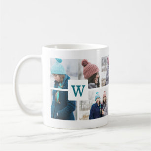 Mug Mise en page de photos de plusieurs photos monogra