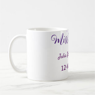 Mug Miss à Mrs étoiles de nœud papillon violet pour la
