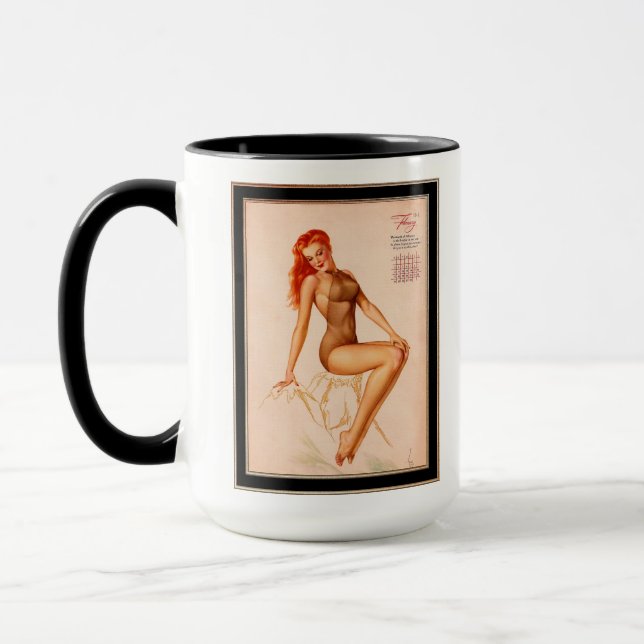 Mug Miss Février Varga Girl 1946 Pin-up Calendrier (Gauche)