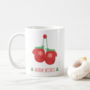 Mug Mittens flocons de neige de Noël avec voeux chaleu
