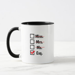 Mug Mlle Mme Esq Mug, Avocate personnalisée ESQ