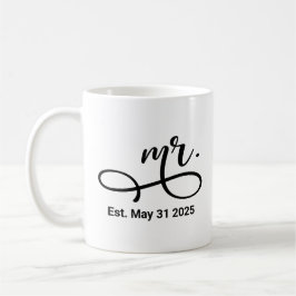 Mug Mme Black Modern Script Personnalisé Mariage Nouve