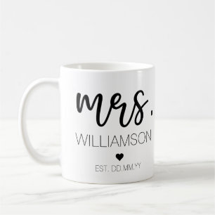 Mug Mme Elegant Nom personnalisé Mariage Nouveau cade