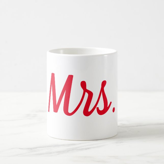 Mug Mme Femme Couple Monogramme Rouge Bold Personnalis (Centre)