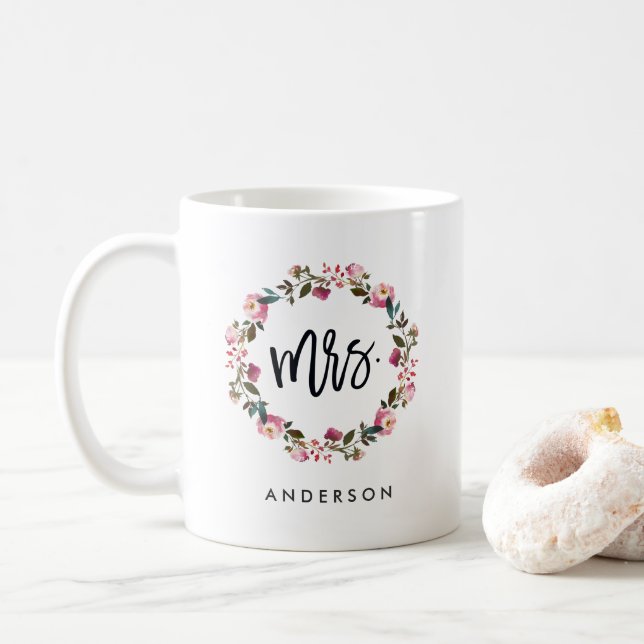 Mug Mme Floral Wreath Personalized (Avec donut)
