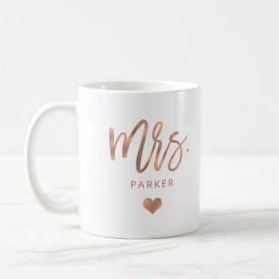 Mug Mme manuscrit rose d'or de   avec le coeur