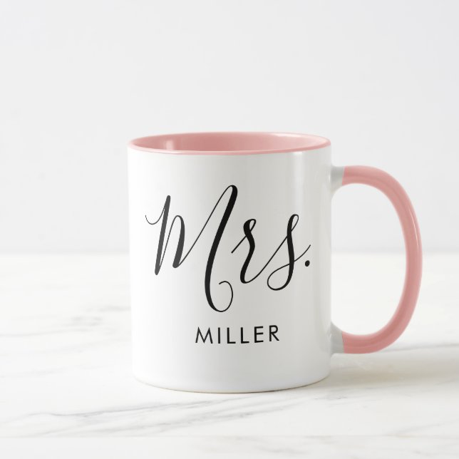 Mug Mme Moderne Elegant Script Monogram Mariage (Droite)