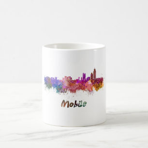 Mug Mobile skyline in watercolor