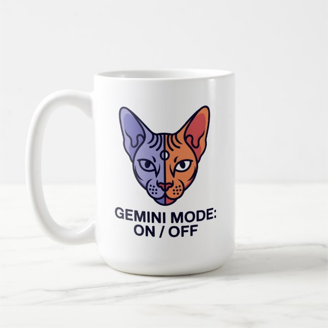 Mug Mode Gémeaux Illustration Graphique de Chat Double (Gauche)