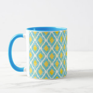 Mug Mode tribal moderne ikat blue-jaunat