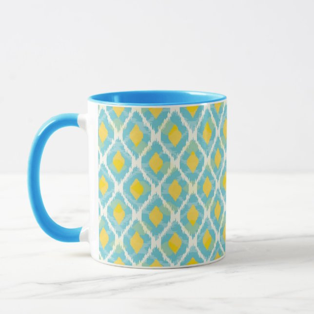Mug Mode tribal moderne ikat blue-jaunat (Gauche)