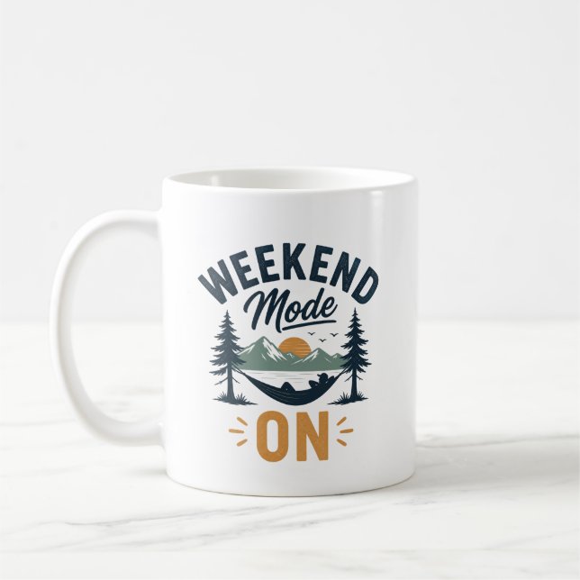 Mug Mode week-end activé Relaxation au coucher de sole (Gauche)