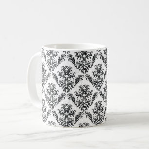Mug Modèle Damask, Damask français, noir et blanc