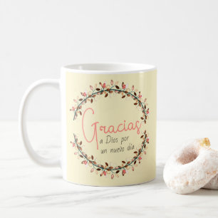 Mug Modèle de couronnes à feuilles de Merci
