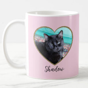 Mug Modèle de photo Paillettes Cœur Rose Animaux de co