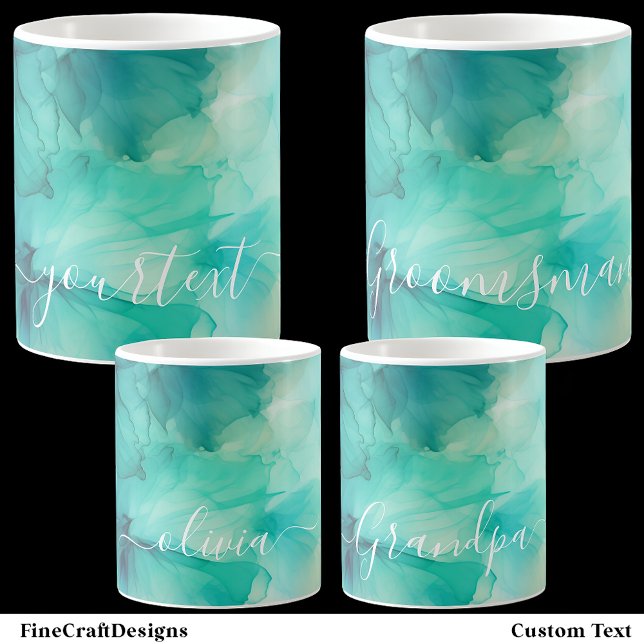 Mug Modèle de texte de script joli couleur vert sarcel (Créateur téléchargé)