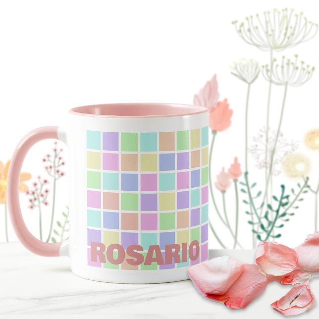 Mug Modèle du nom des blocs pastel (Créateur téléchargé)