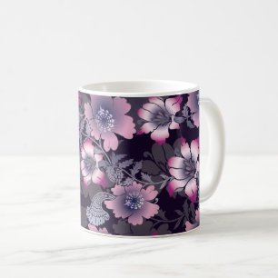 Mug Modèle floral Arrière - plan noir Plante botanique