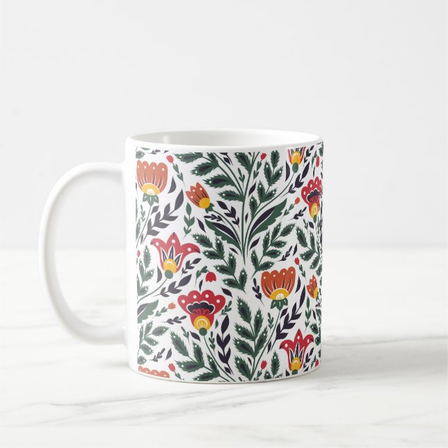 Mug Modèle floral art populaire (Gauche)