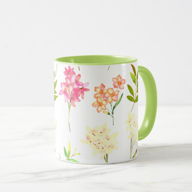 MUG MODÈLE FLORAL COLORÉ CLASSIQUE (Devant droit)