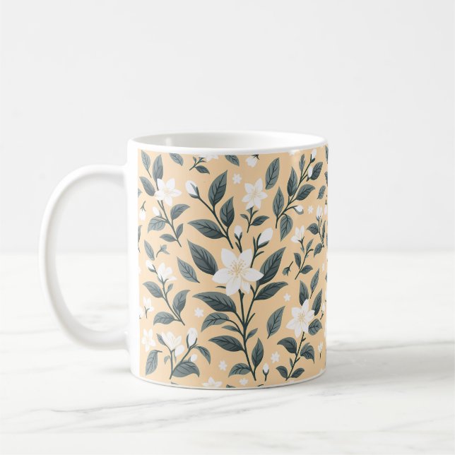 Mug Modèle floral de Jasmin délicat (Gauche)