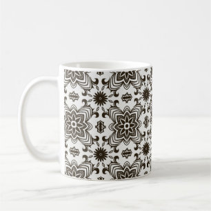 Mug Modèle floral géométrique noir et blanc