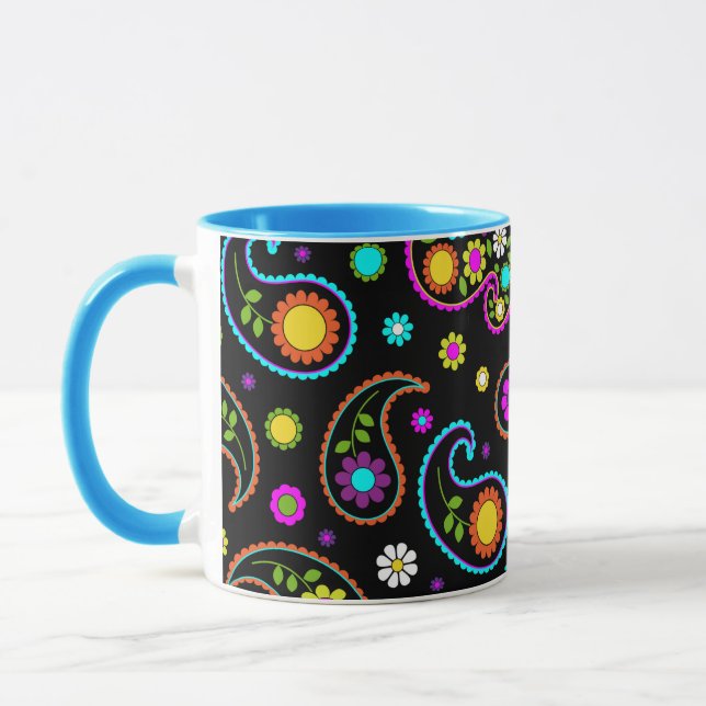 Mug Modèle floral moderne de Neon Paisley (Gauche)